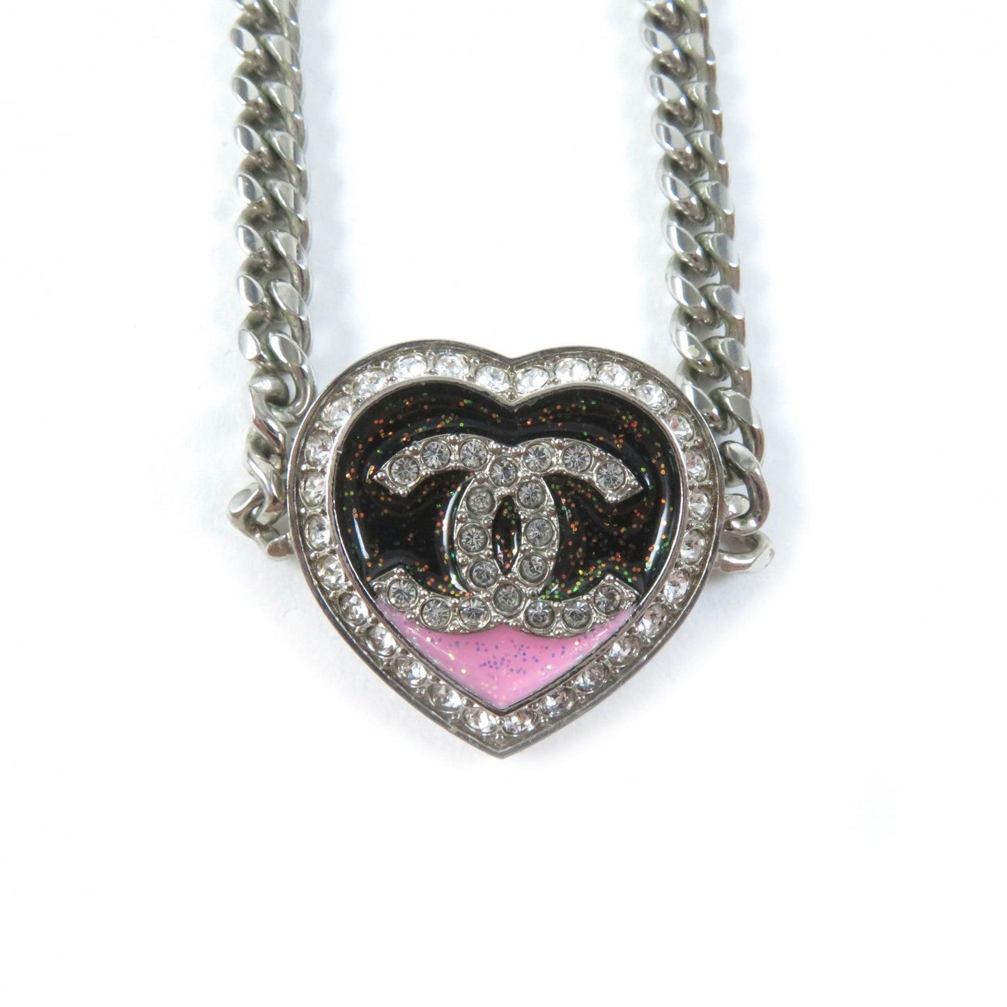 Chanel Coco Mark Heart Rhinestone Choker Necklace