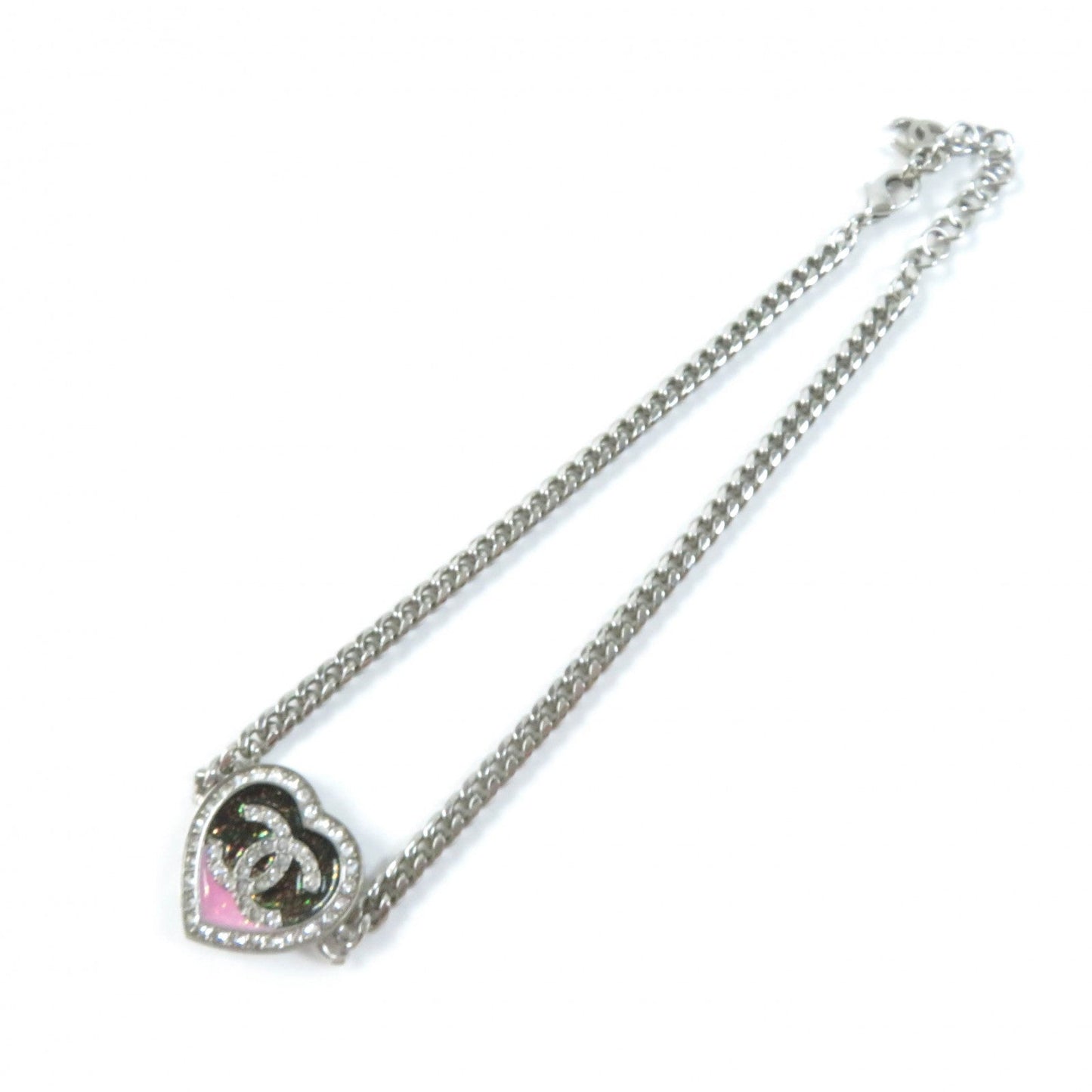 Chanel Coco Mark Heart Rhinestone Choker Necklace