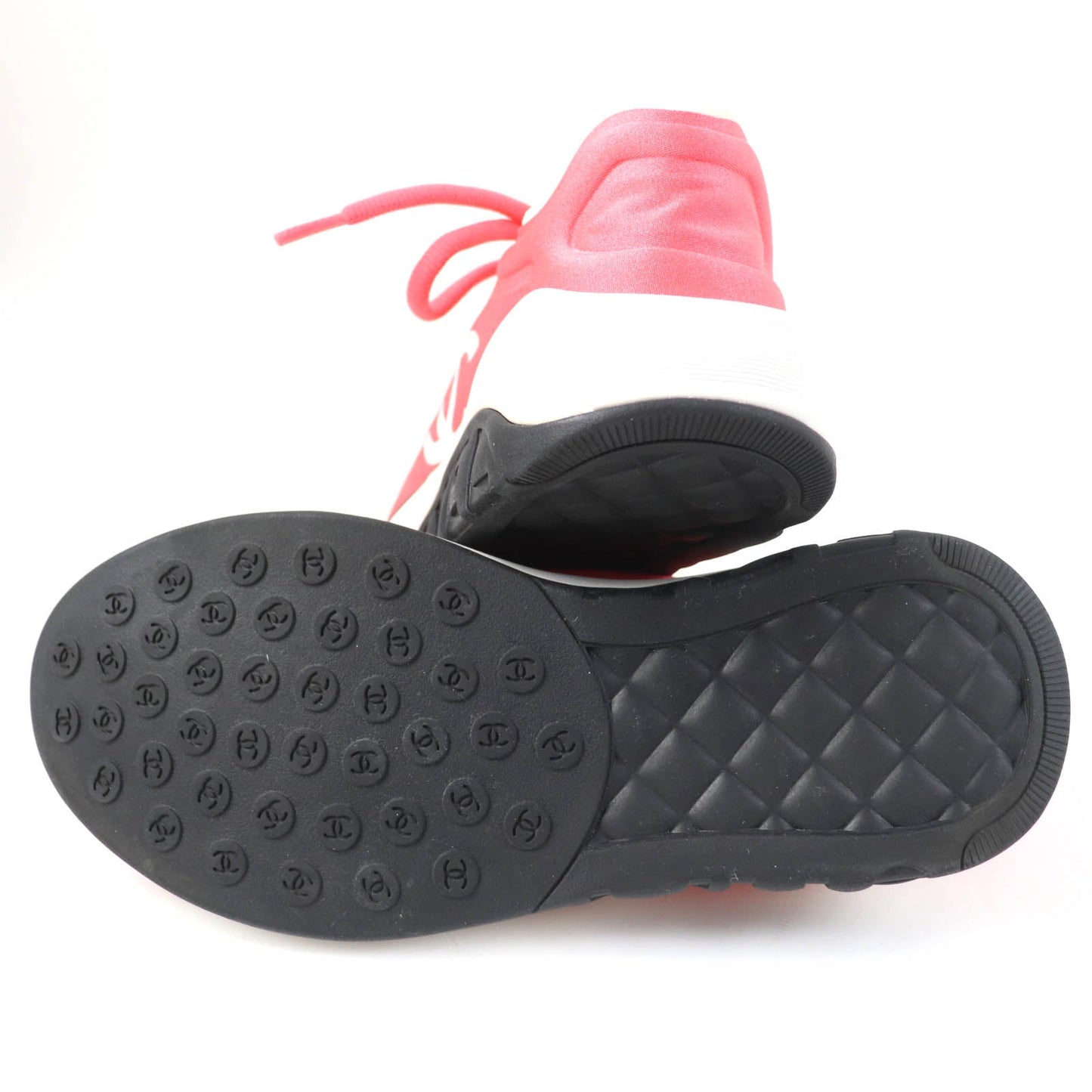 Chanel COCO Mark Lace Up Sneakers Orange