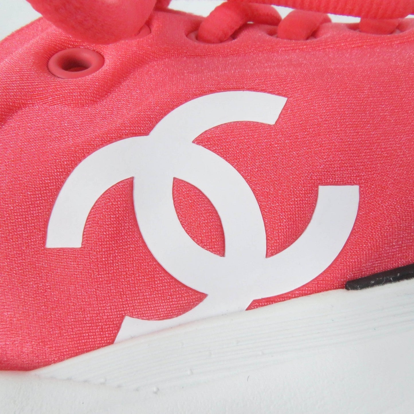 Chanel COCO Mark Lace Up Sneakers Orange