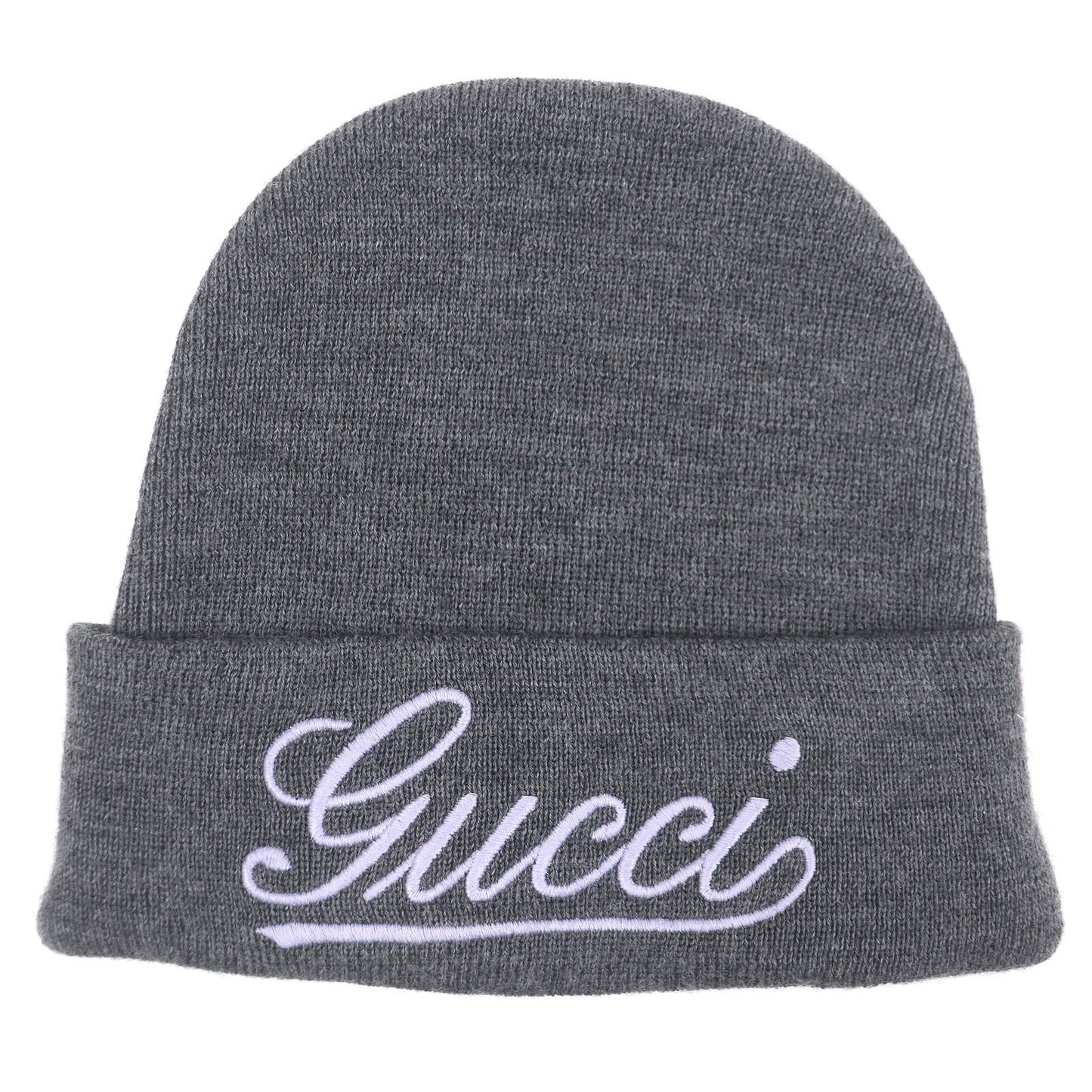 GUCCI 798741 Embroidered Wool Cap Gray M