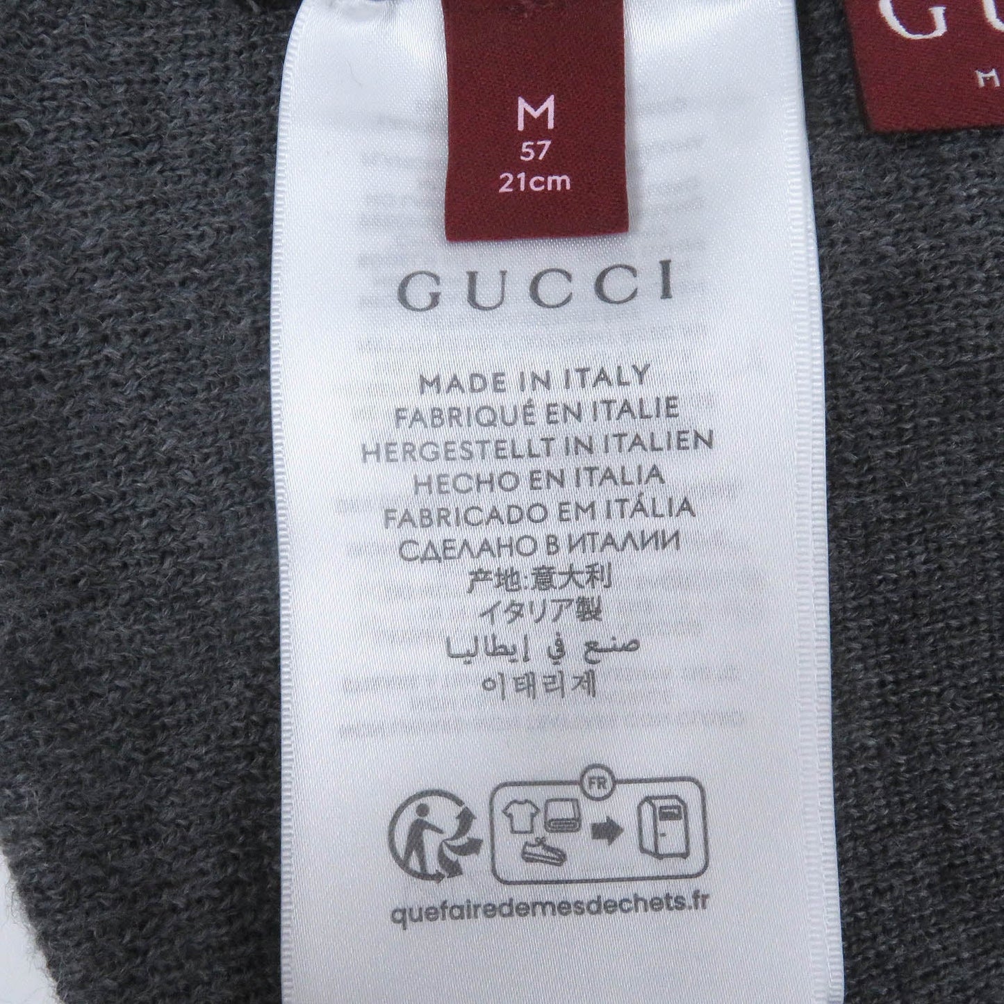GUCCI 798741 Embroidered Wool Cap Gray M