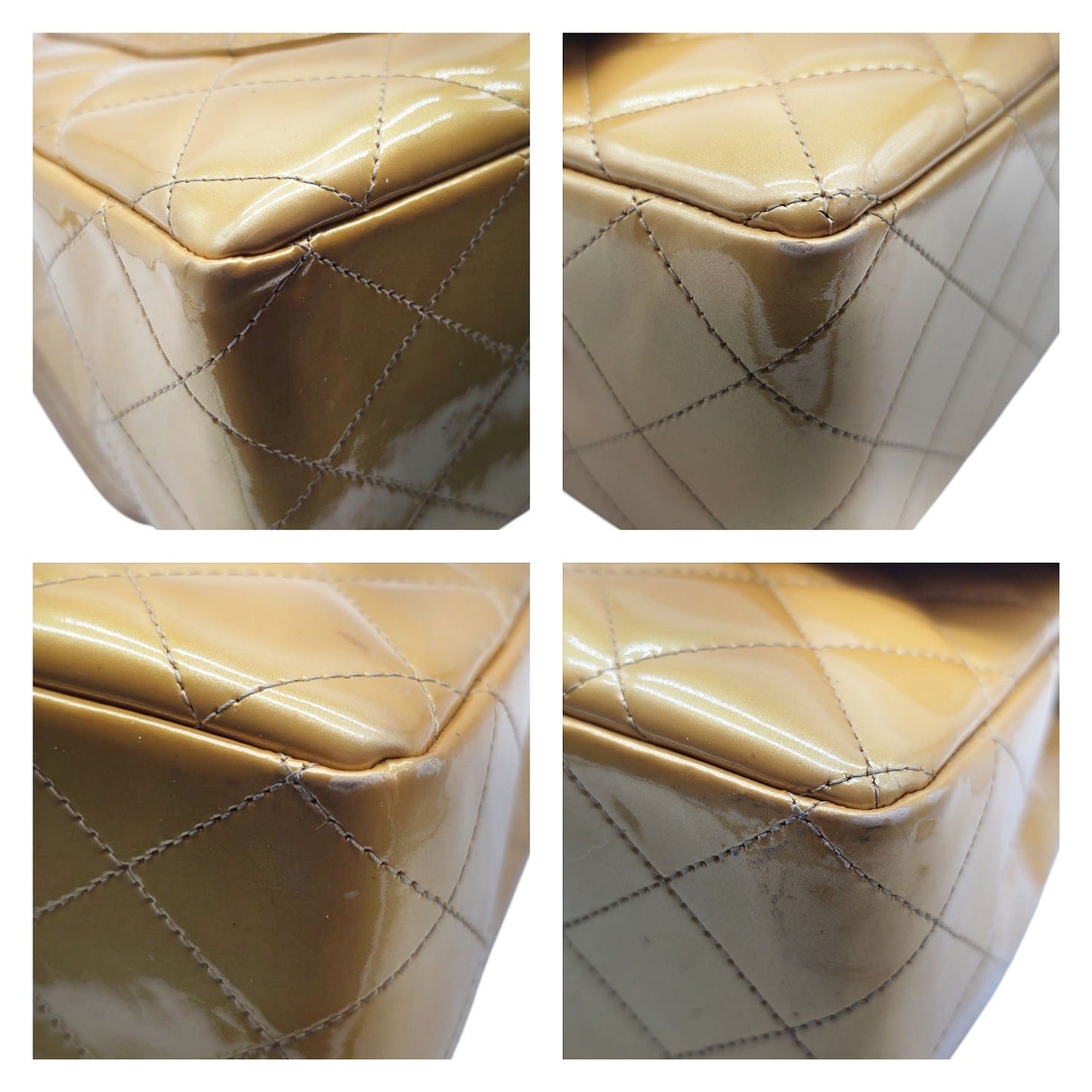 Chanel Vintage Classic Quilted Patent Single Jumbo Flap Bag