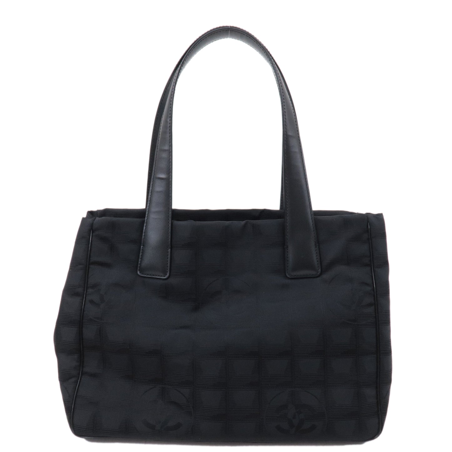 CHANEL New Travel Line Nylon Jacquard PM Tote Bag Black A20457