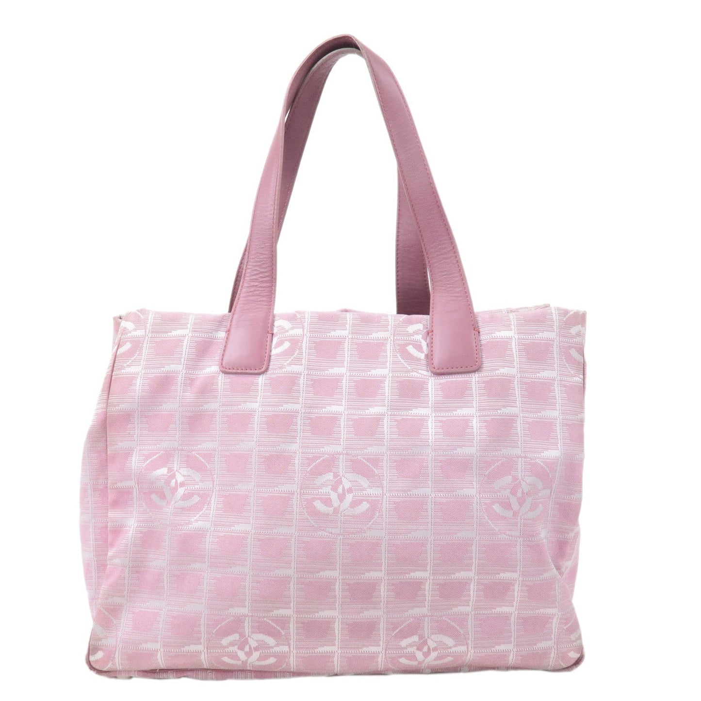 CHANEL New Travel Line Nylon Jacquard Leather Tote Bag MM A15991