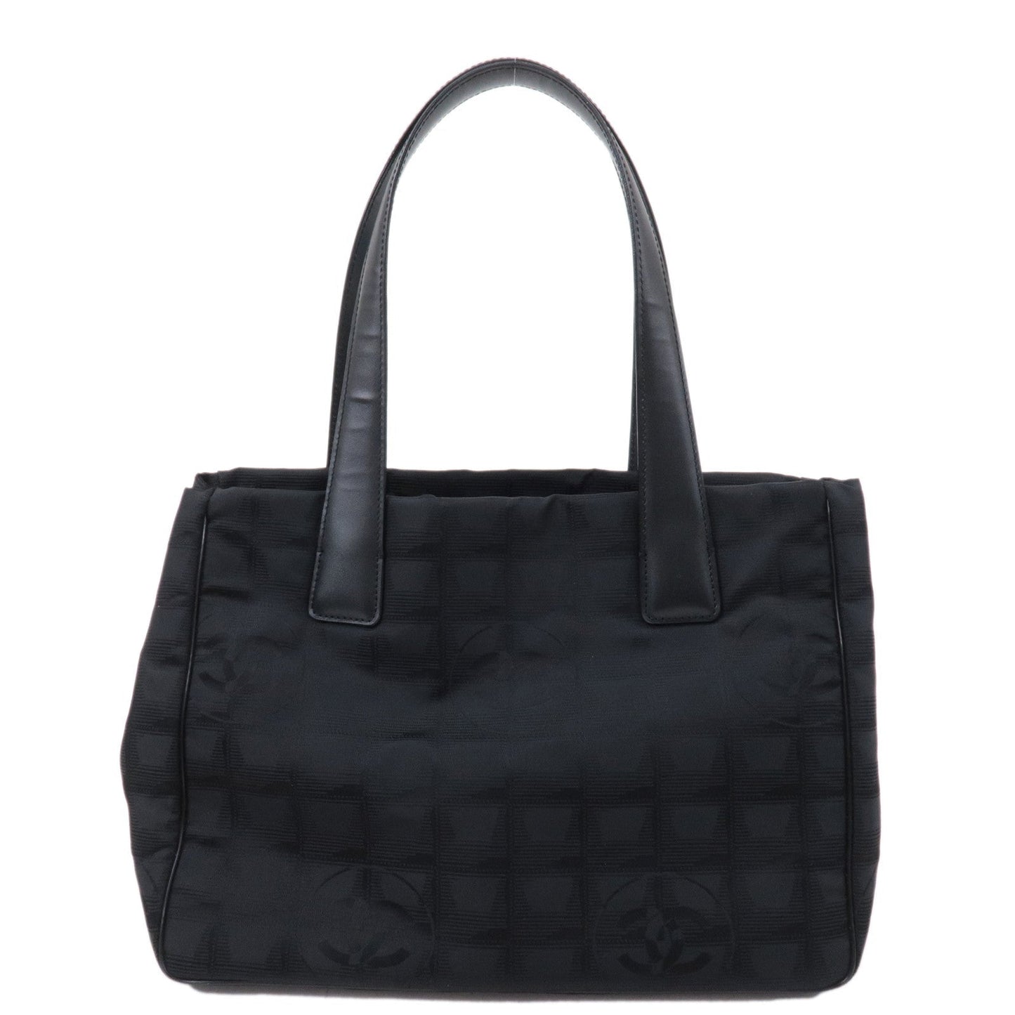 CHANEL New Travel Line Nylon Jacquard PM Tote Bag Black A20457