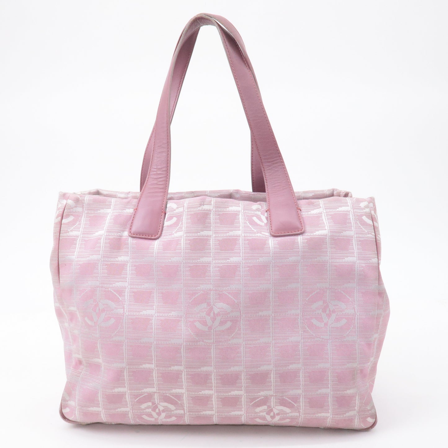 CHANEL New Travel Line Nylon Jacquard Leather Tote Bag MM A15991