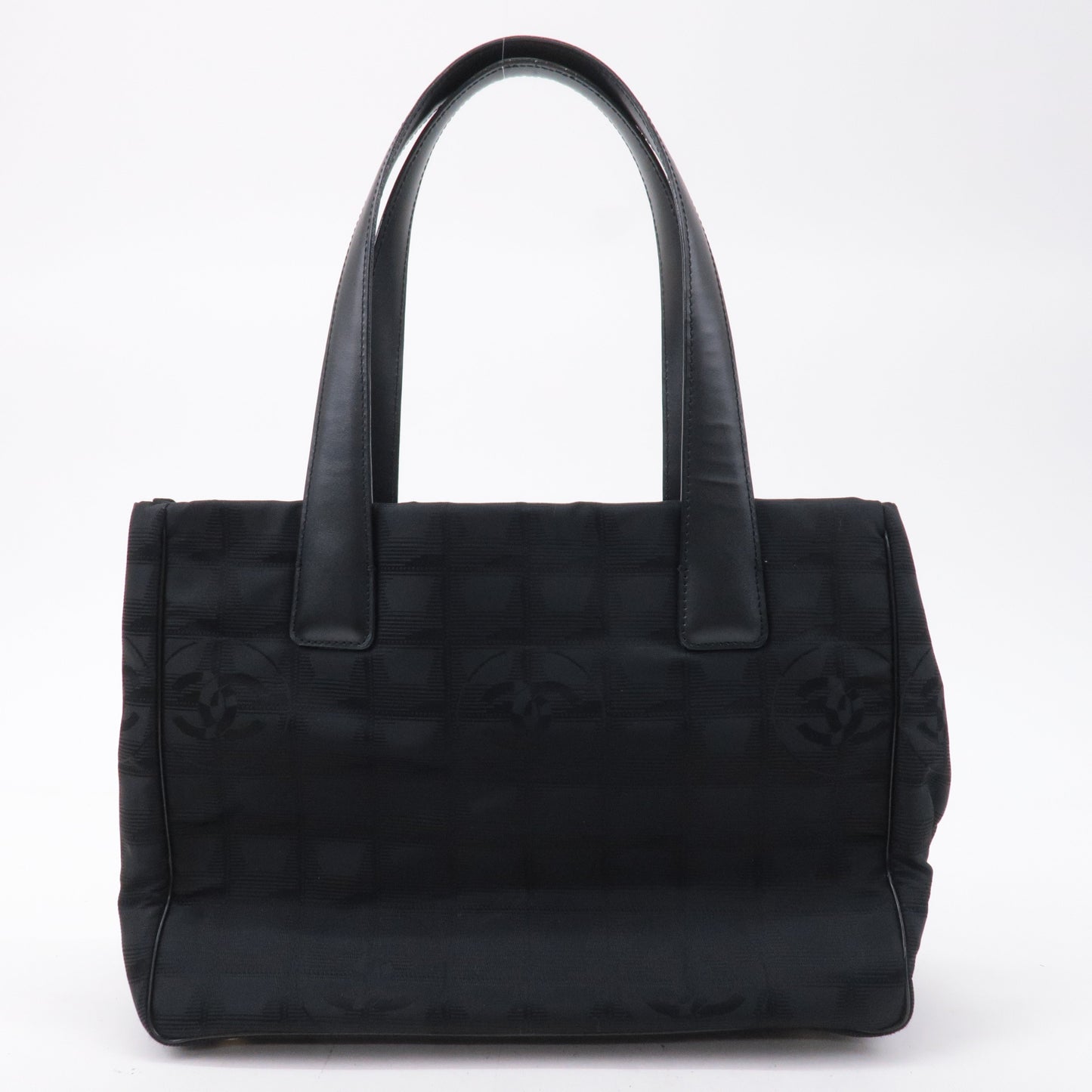 CHANEL New Travel Line Nylon Jacquard PM Tote Bag Black A20457