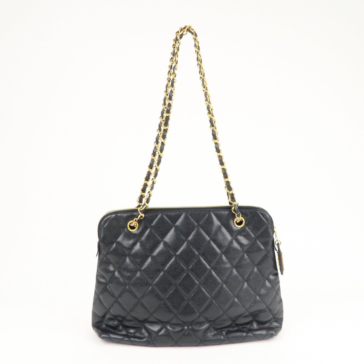 CHANEL Matelasse Caviar Skin Chain Tote Bag Shoulder Bag Black