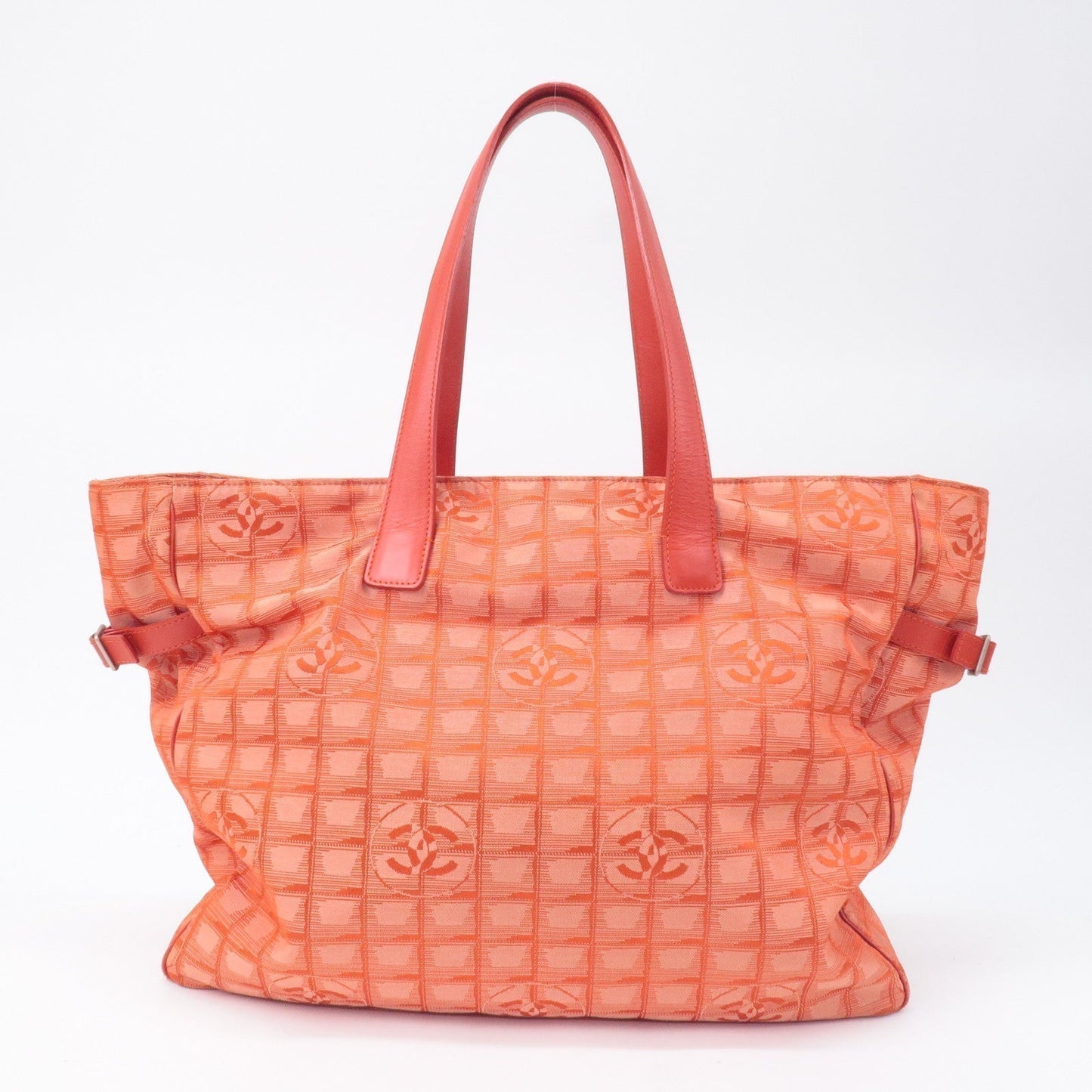 CHANEL New Travel Line Nylon Jacquard Leather Tote Bag TGM A15826