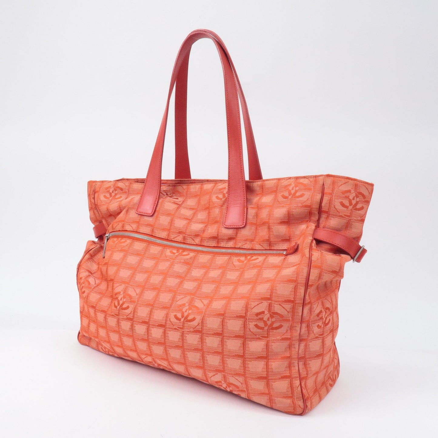 CHANEL New Travel Line Nylon Jacquard Leather Tote Bag TGM A15826