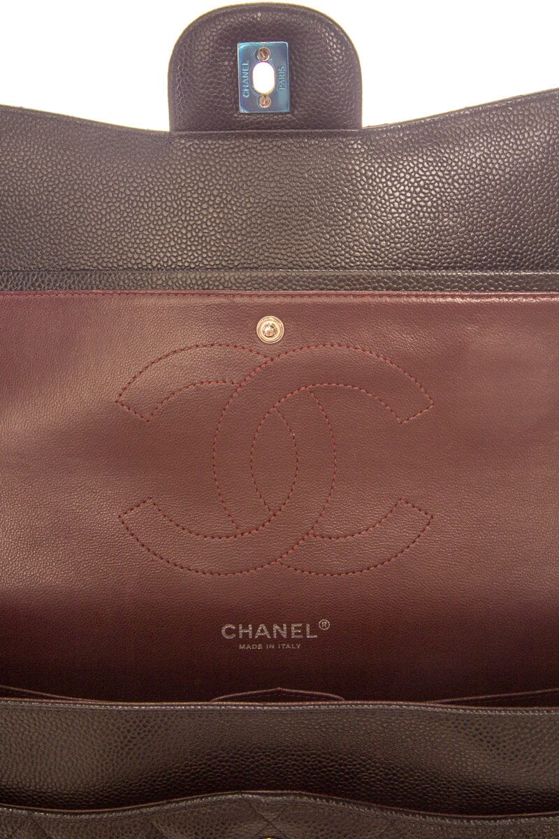Chanel Black Jumbo Caviar Double Flap SHW Handbag