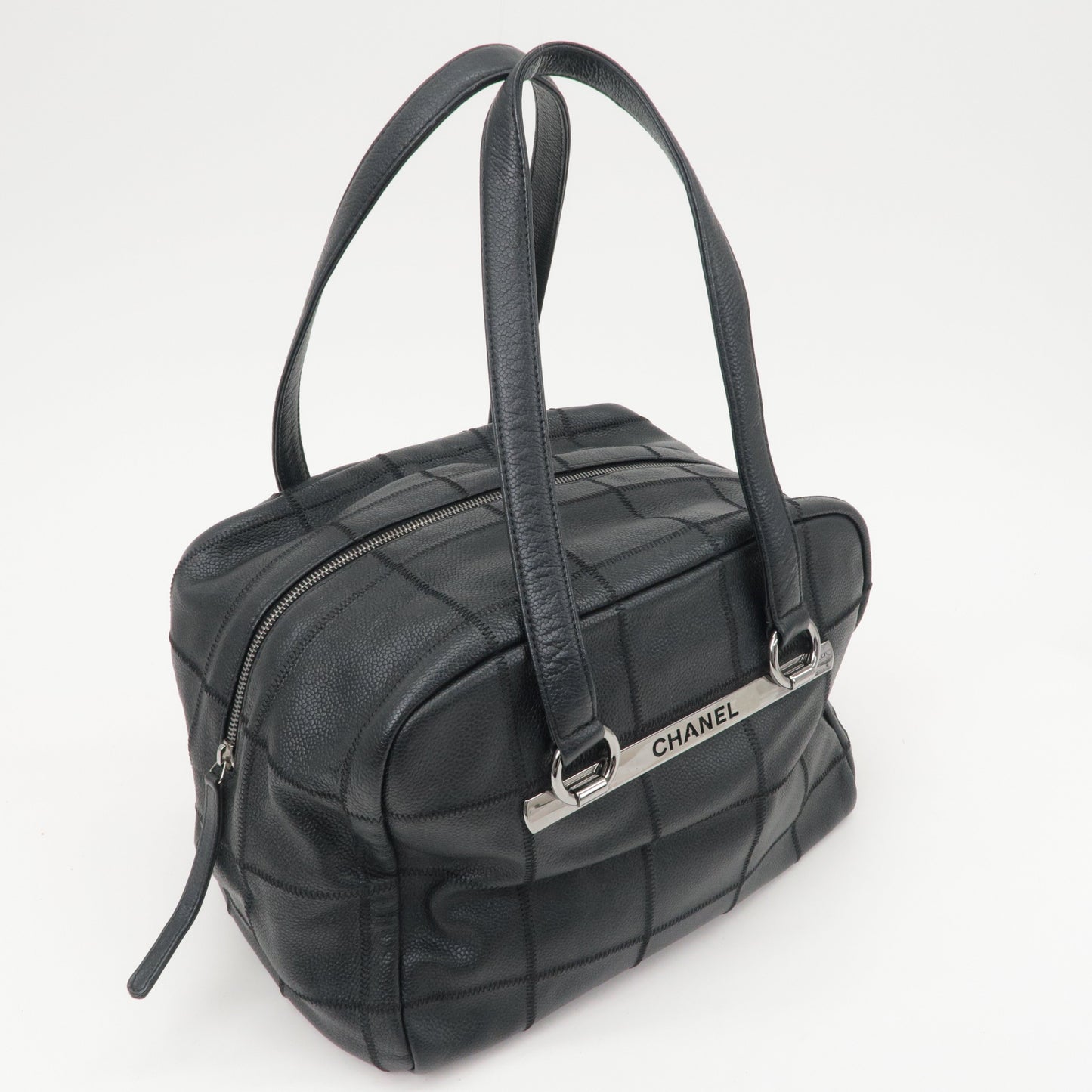 CHANEL Chocobar Caviar Skin Boston Bag Shoulder Bag Black