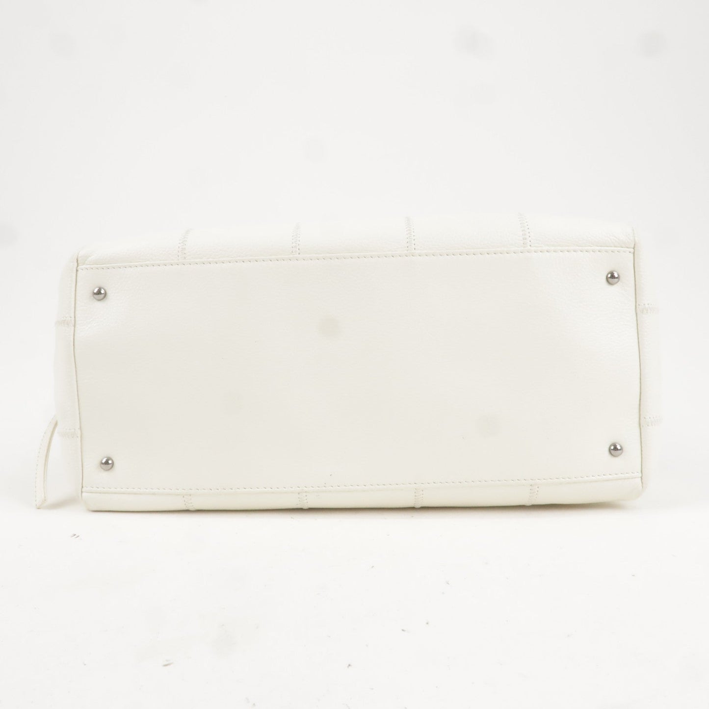 CHANEL Chocolate Bar Caviar Skin Mini Boston Bag White A26135