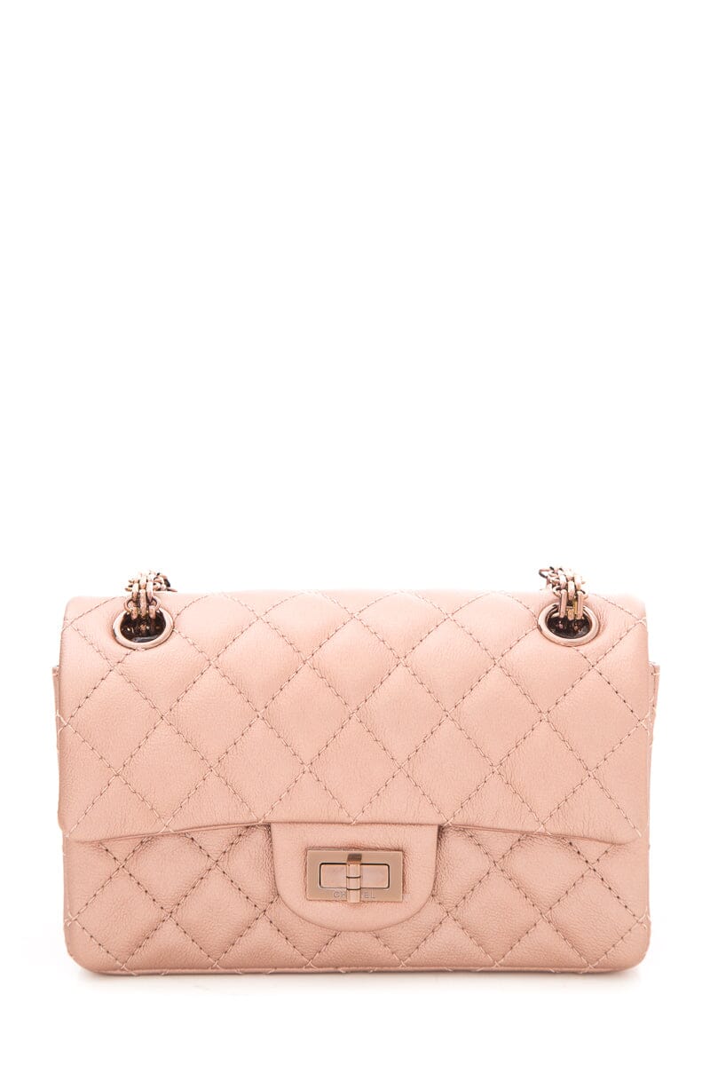 Chanel Metalliic Copper Rose Reissue Mini Flap RGH Bijoux Chain Handbag