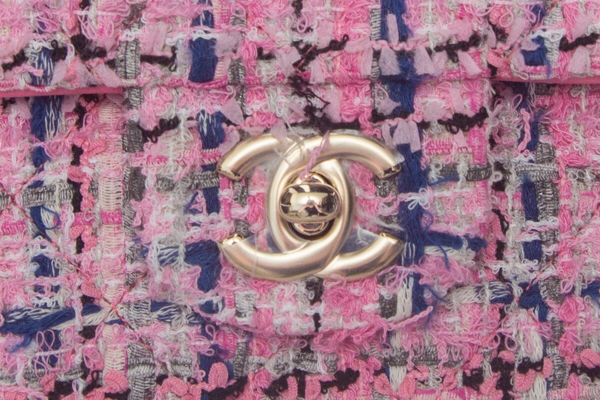 Chanel Pink Tweed Mini Flap Handbag