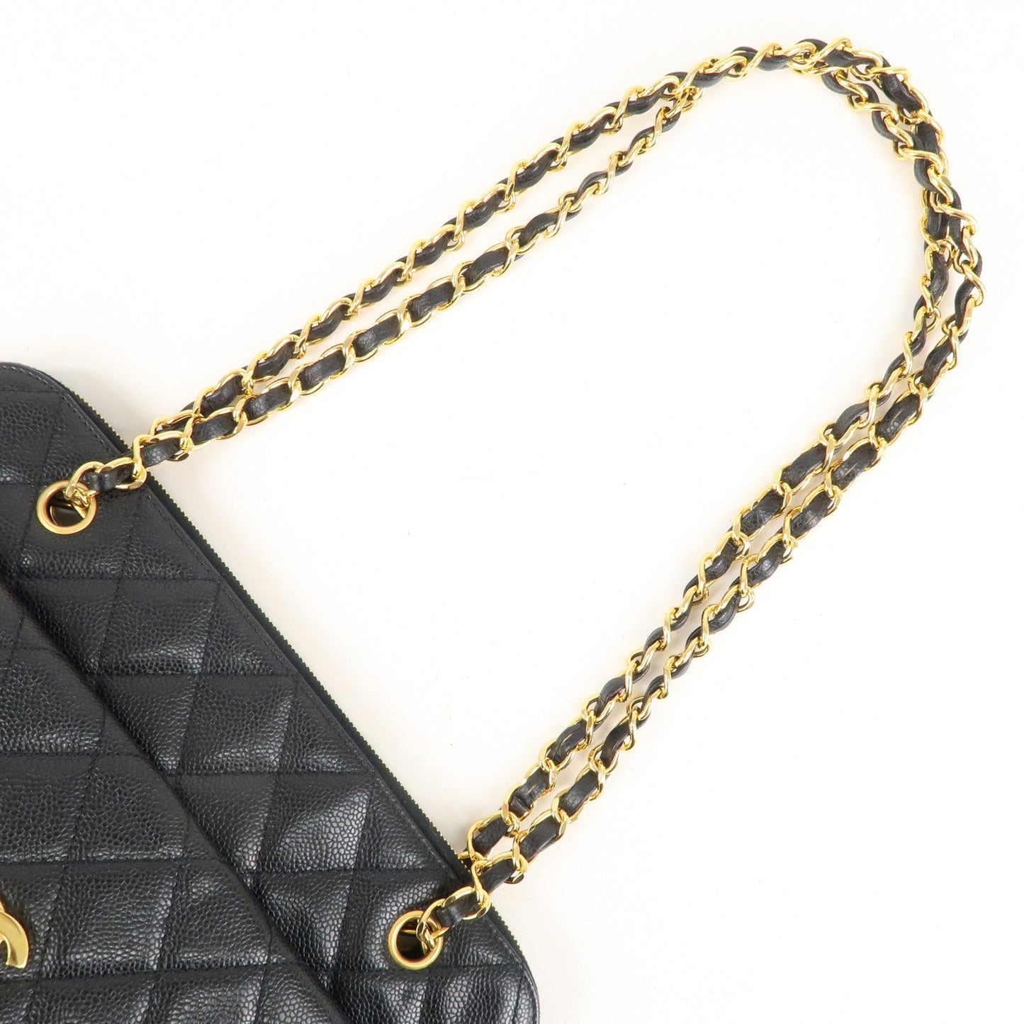 CHANEL Matelasse Caviar Skin Chain Tote Bag Shoulder Bag Black