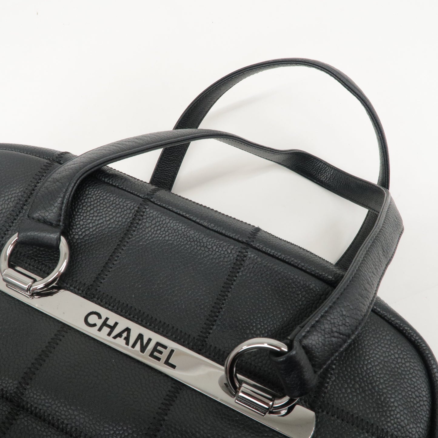 CHANEL Chocobar Caviar Skin Boston Bag Shoulder Bag Black