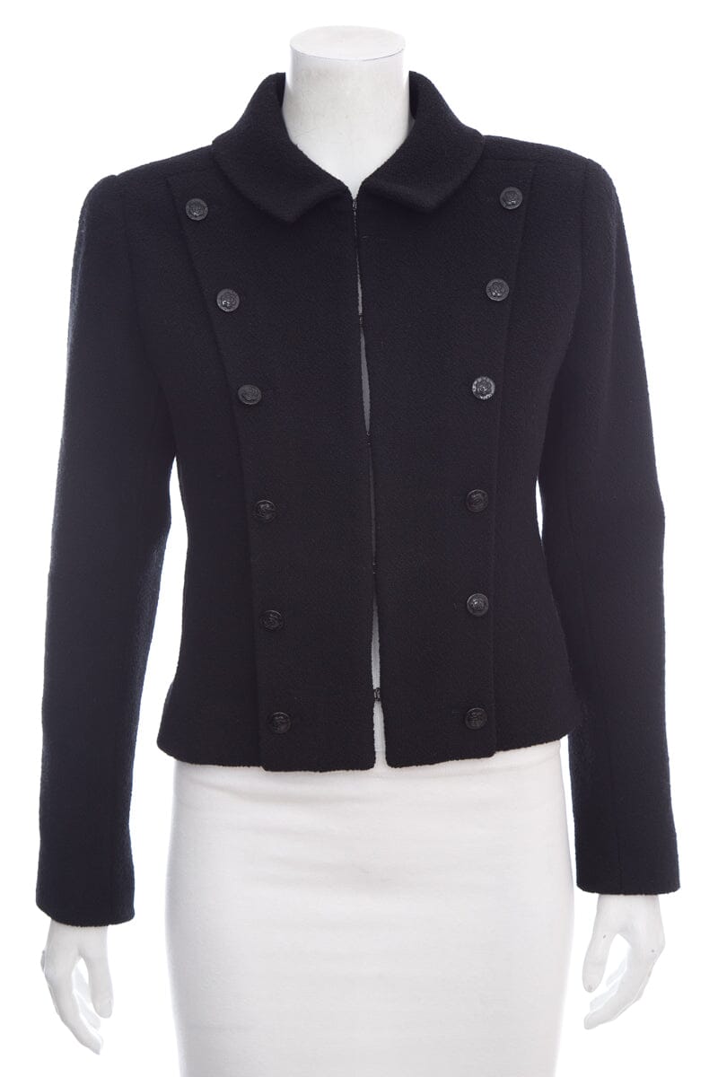 Chanel Black Double Breasted Jacket SZ 38