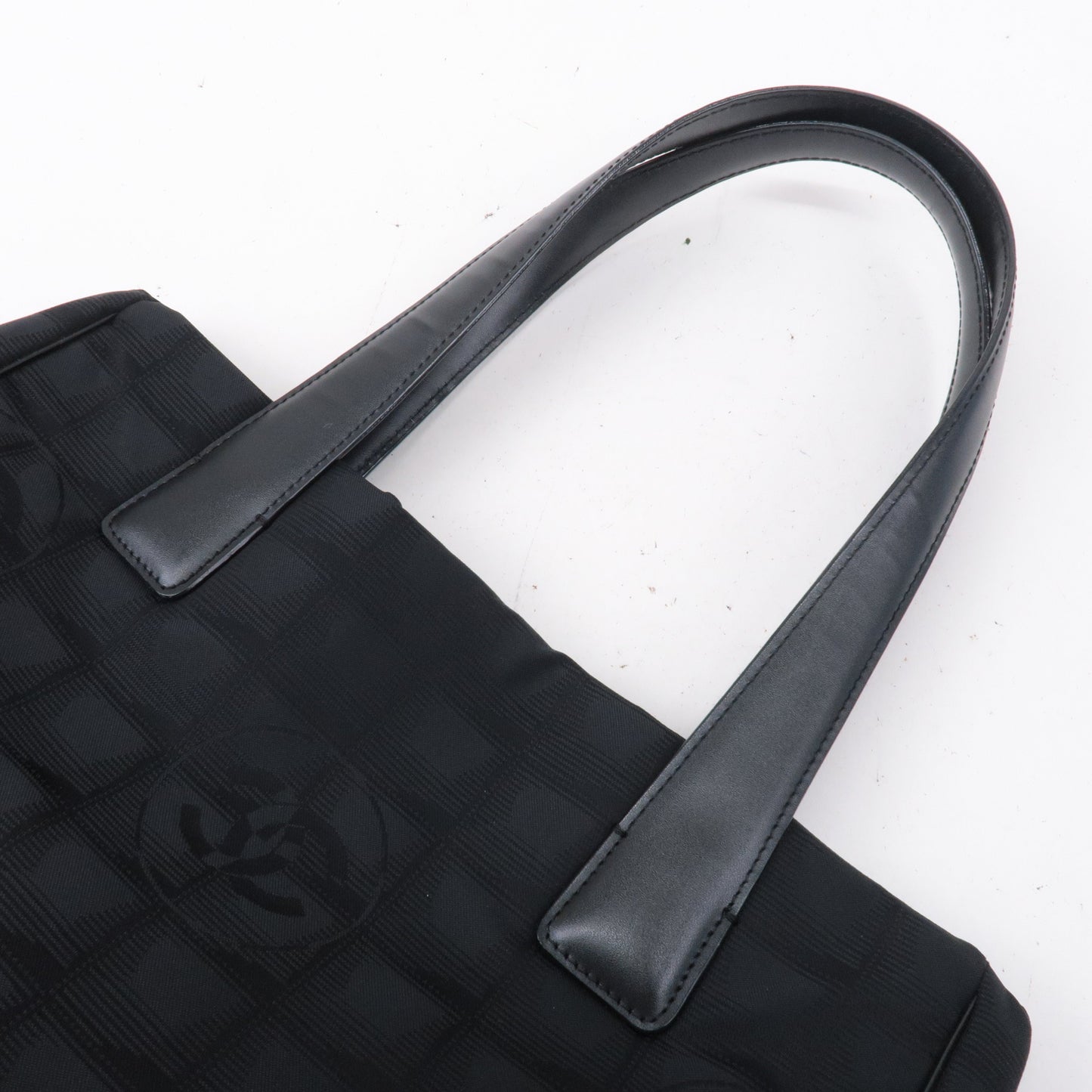 CHANEL New Travel Line Nylon Jacquard PM Tote Bag Black A20457