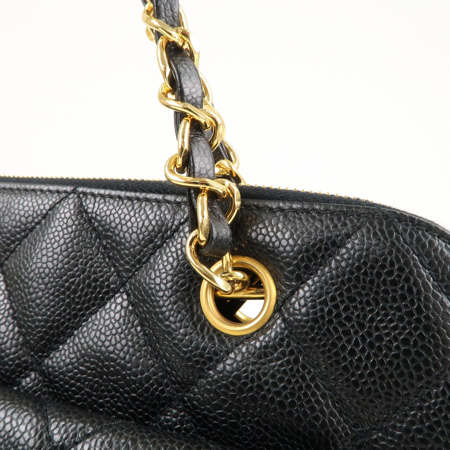 CHANEL Matelasse Caviar Skin Chain Tote Bag Shoulder Bag Black