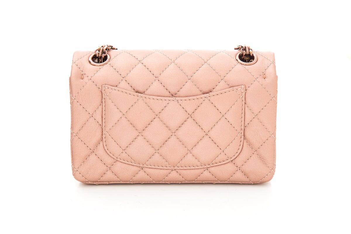 Chanel Metalliic Copper Rose Reissue Mini Flap RGH Bijoux Chain Handbag