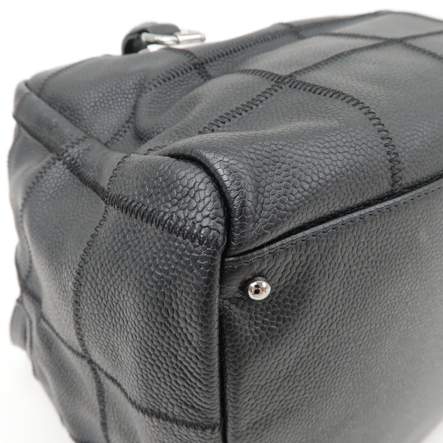 CHANEL Chocobar Caviar Skin Boston Bag Shoulder Bag Black