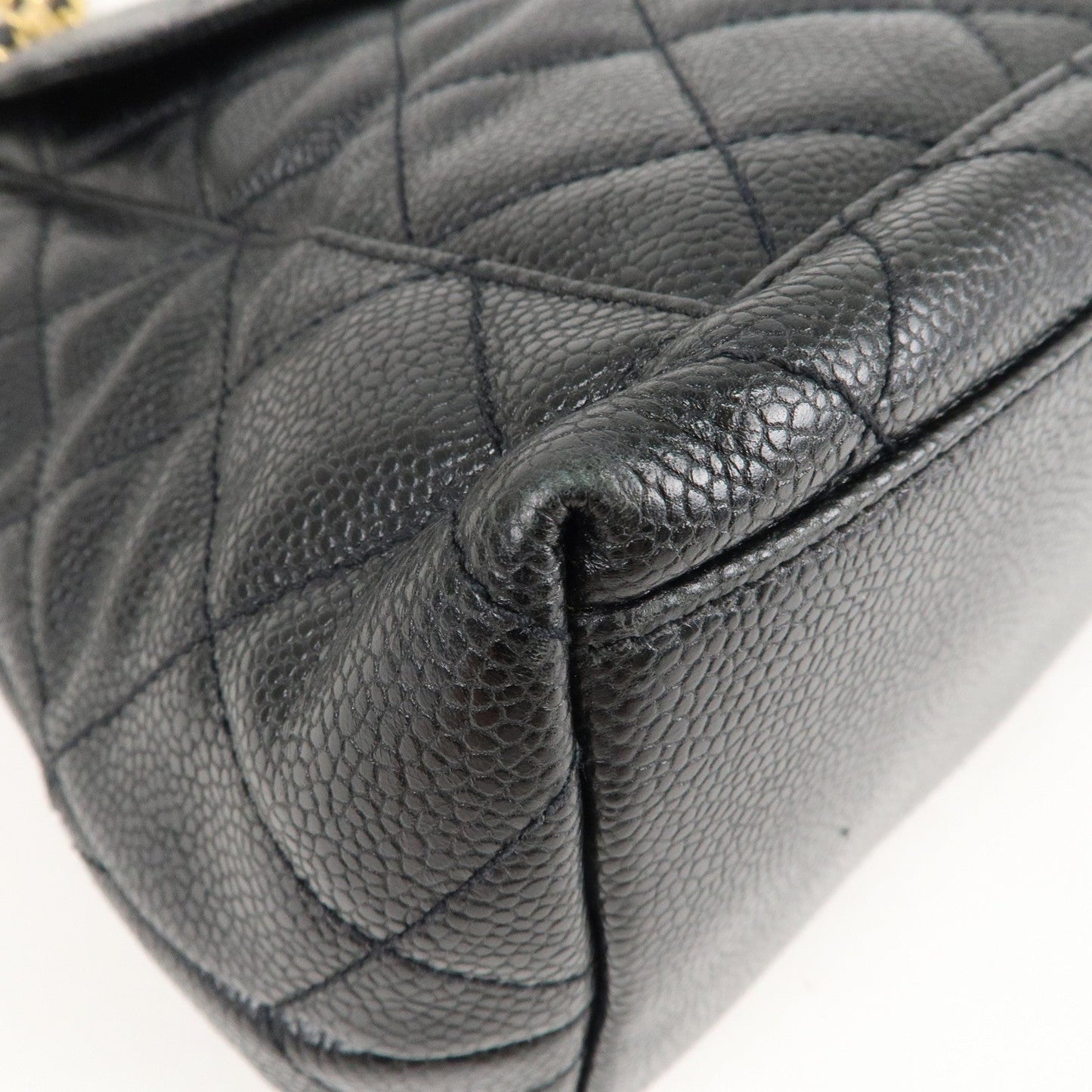 CHANEL Matelasse Caviar Skin Chain Tote Bag Shoulder Bag Black