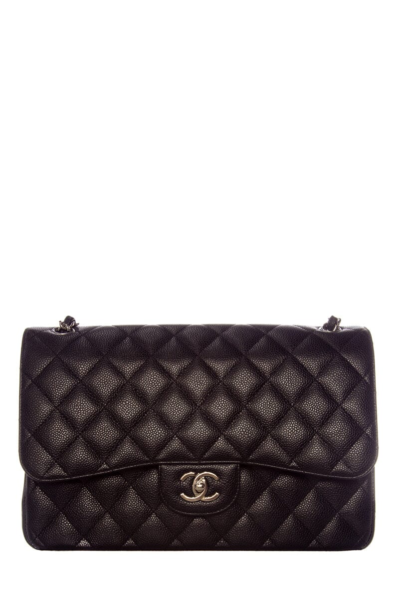 Chanel Black Jumbo Caviar Double Flap SHW Handbag