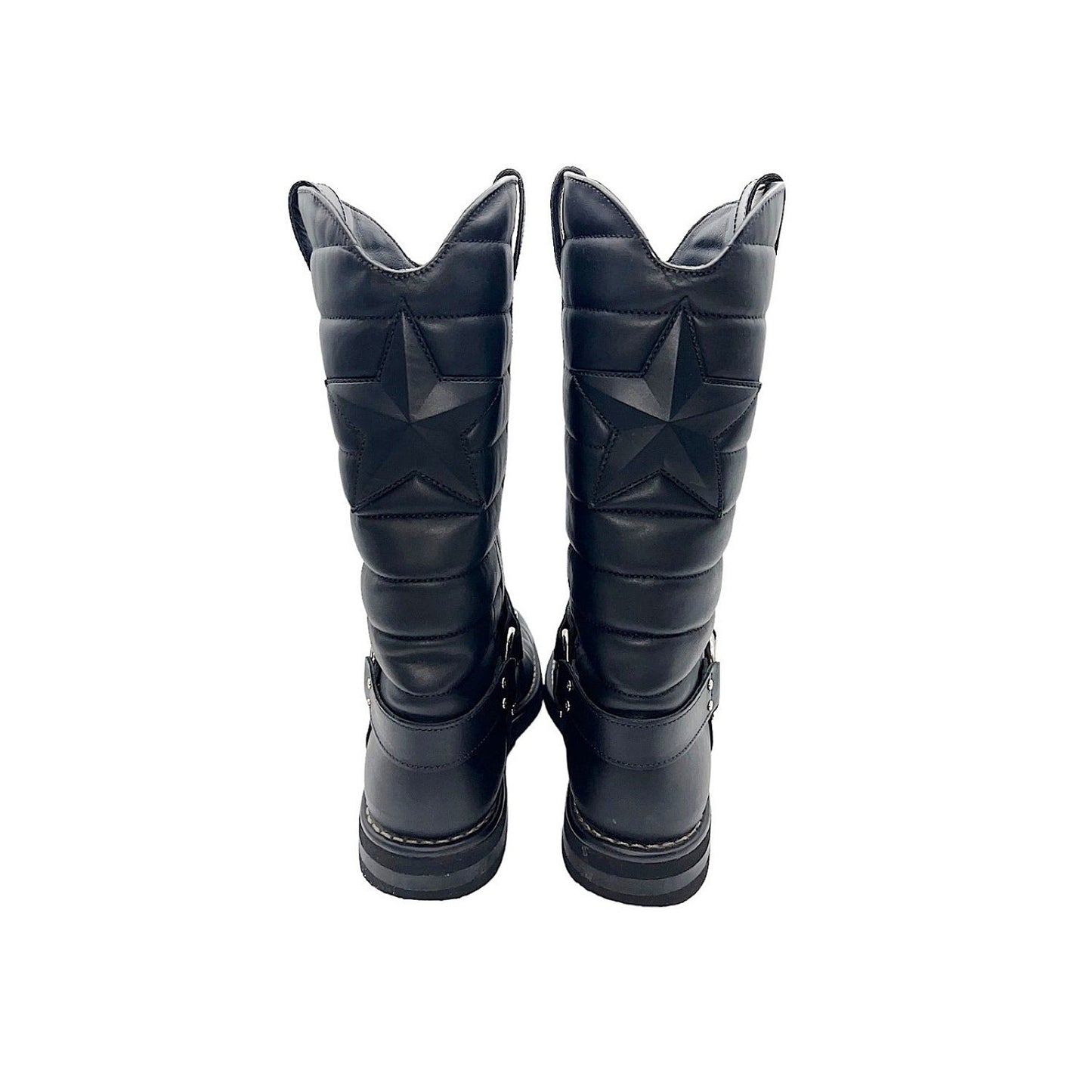 Chanel Quilted Calfskin Star Biker Boots Sz 40