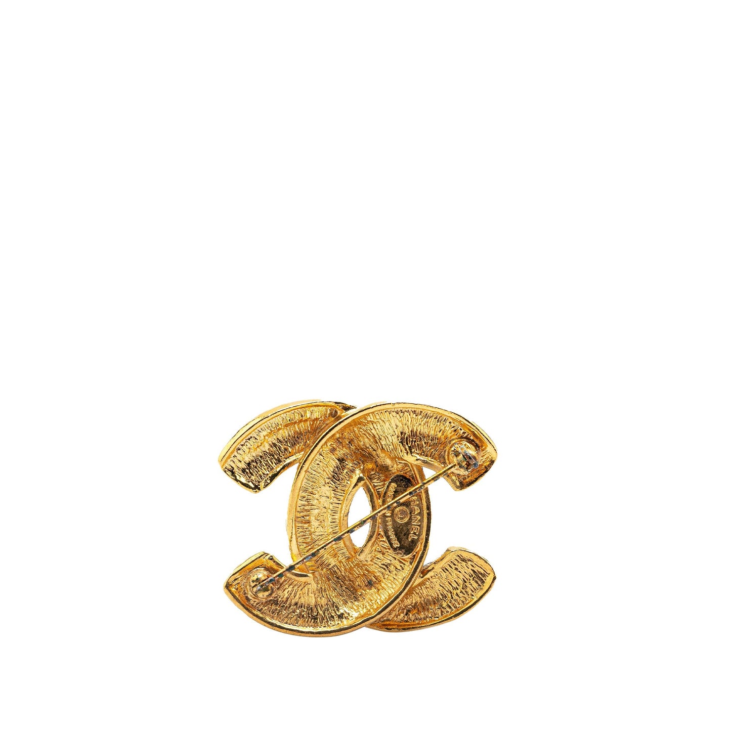Gold Chanel Gold Plated CC Quilted Brooch