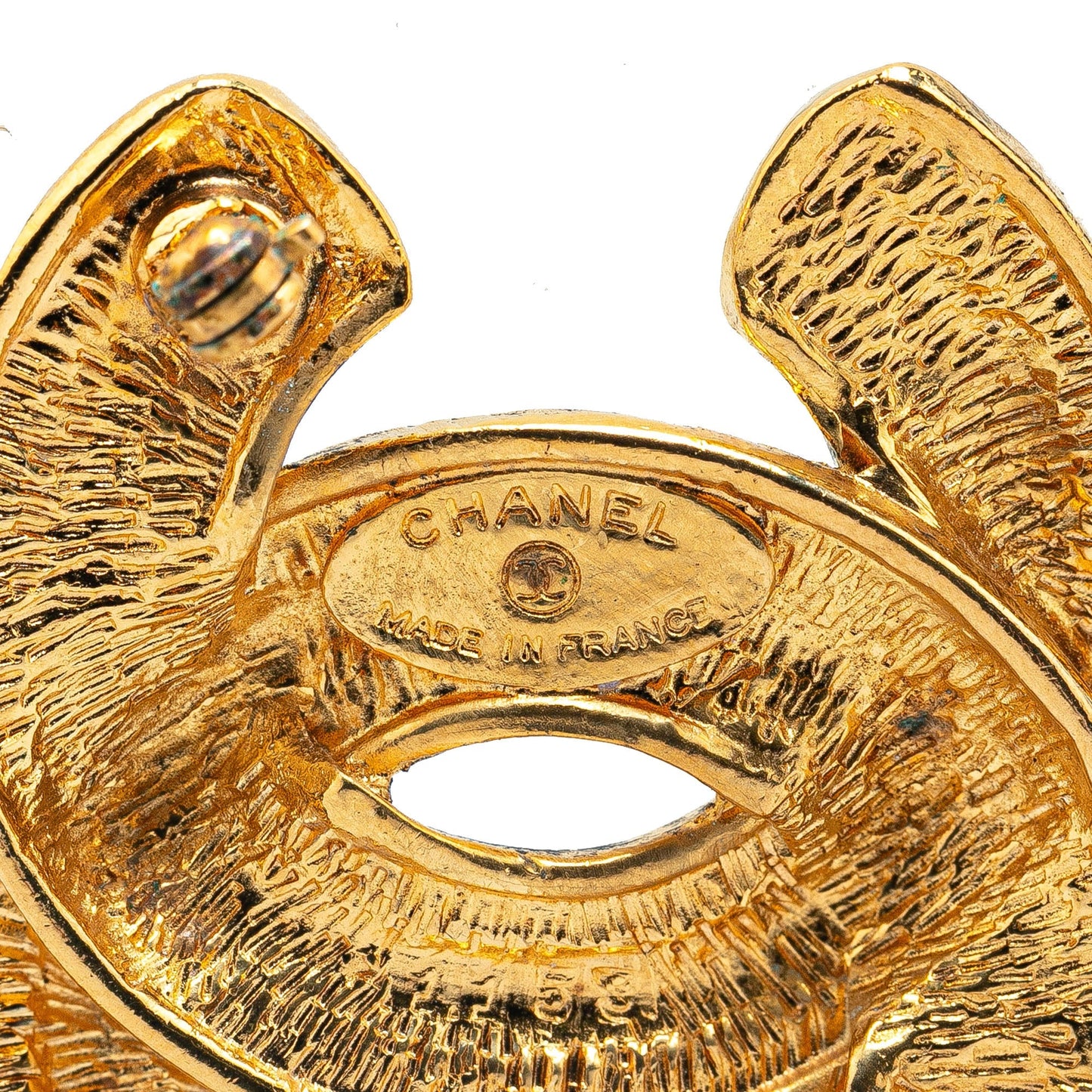 Gold Chanel Gold Plated CC Quilted Brooch