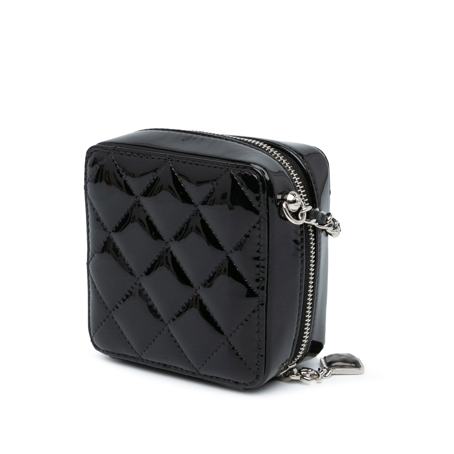 Black Chanel CC Quilted Patent Clutch With Chain Crossbody Bag