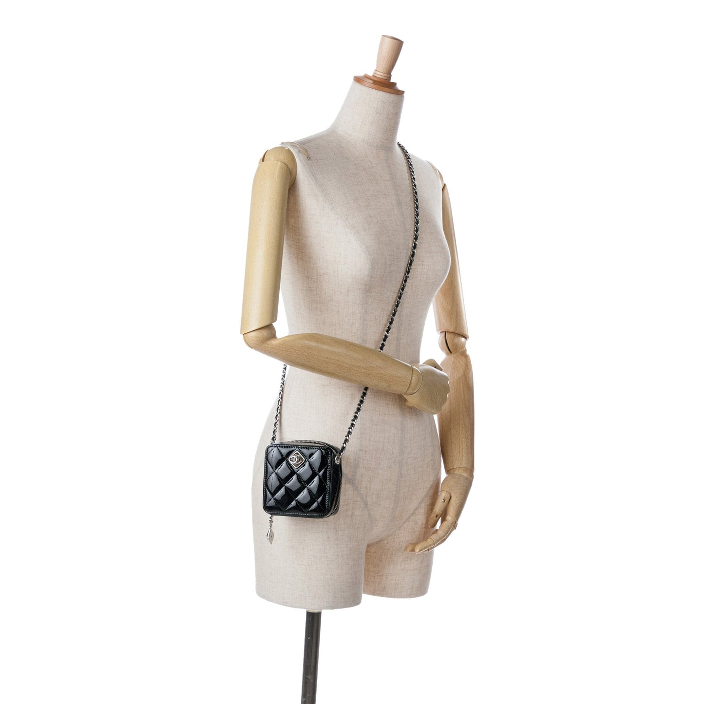 Black Chanel CC Quilted Patent Clutch With Chain Crossbody Bag