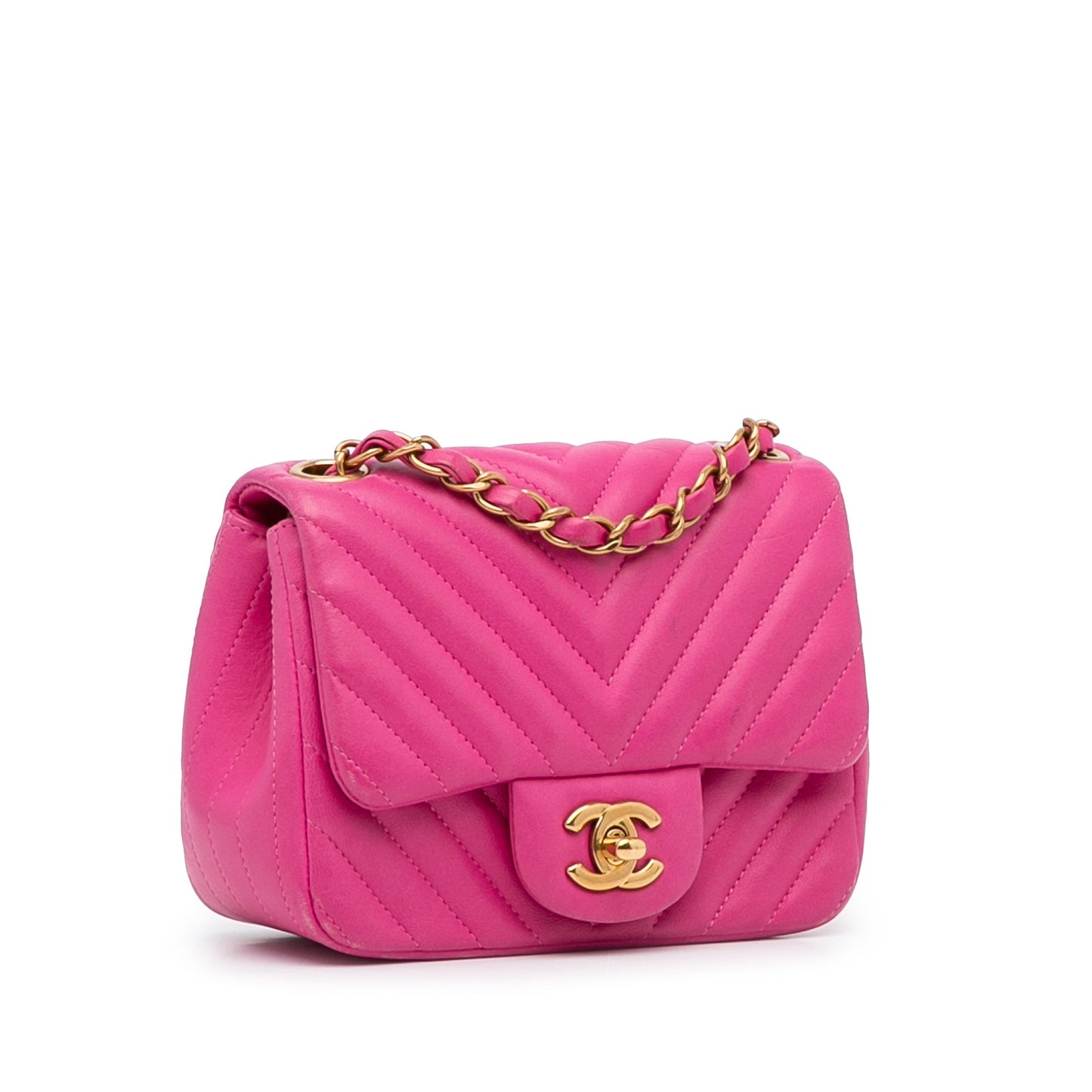 Chanel Sac Mini Square Classic Chevron Lambskin Flap