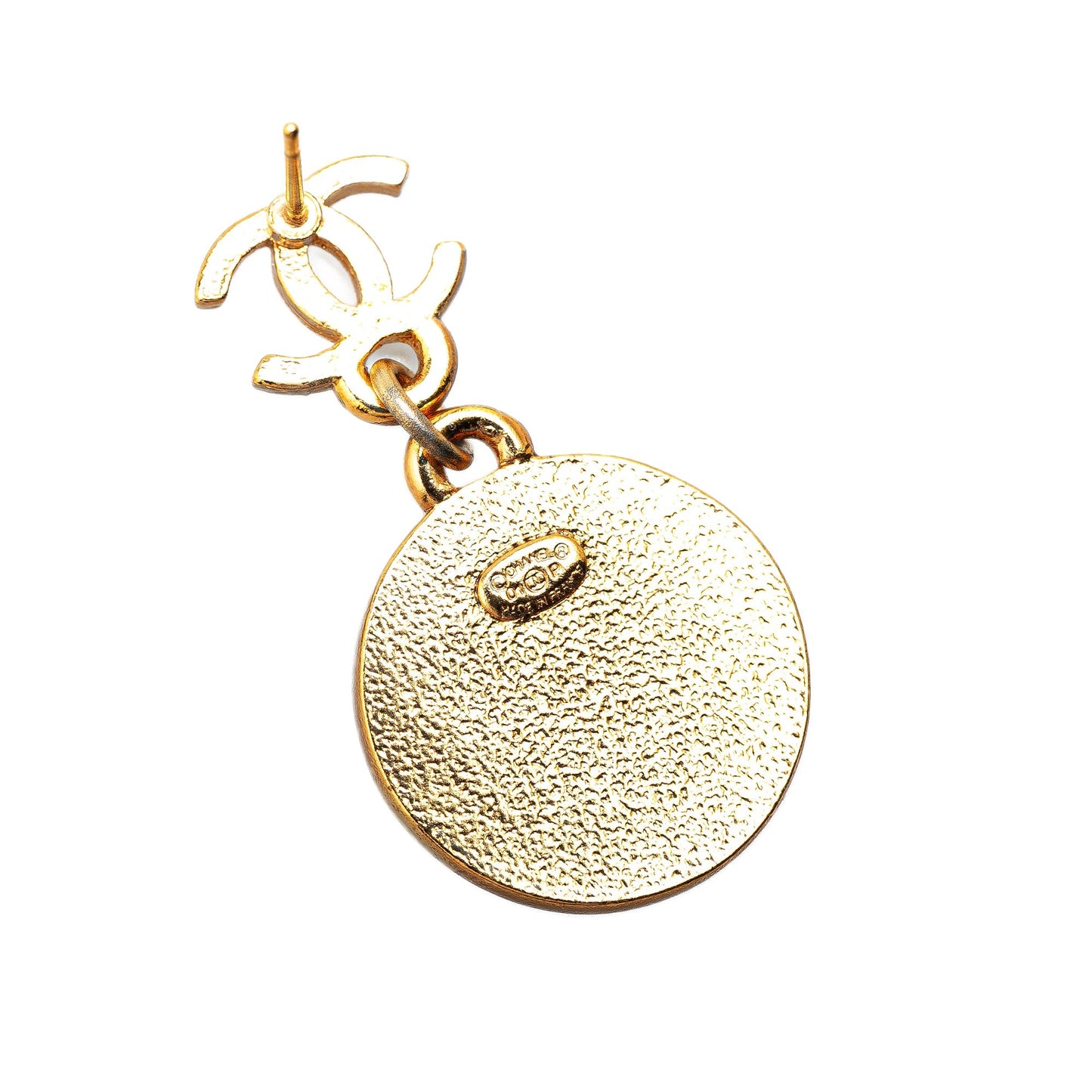 Gold Chanel Gold Plated Mini Nico Swing American Star Push Back Earrings