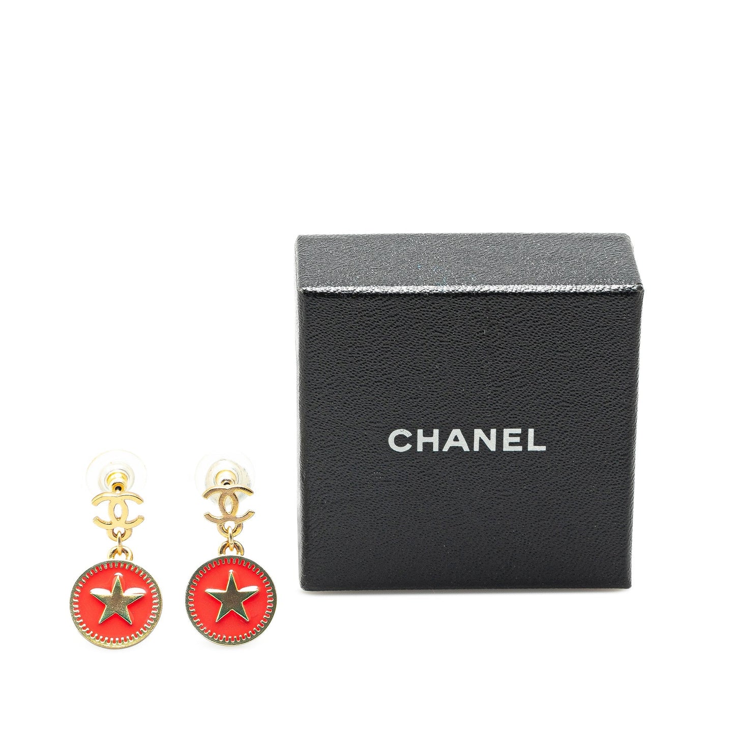 Gold Chanel Gold Plated Mini Nico Swing American Star Push Back Earrings