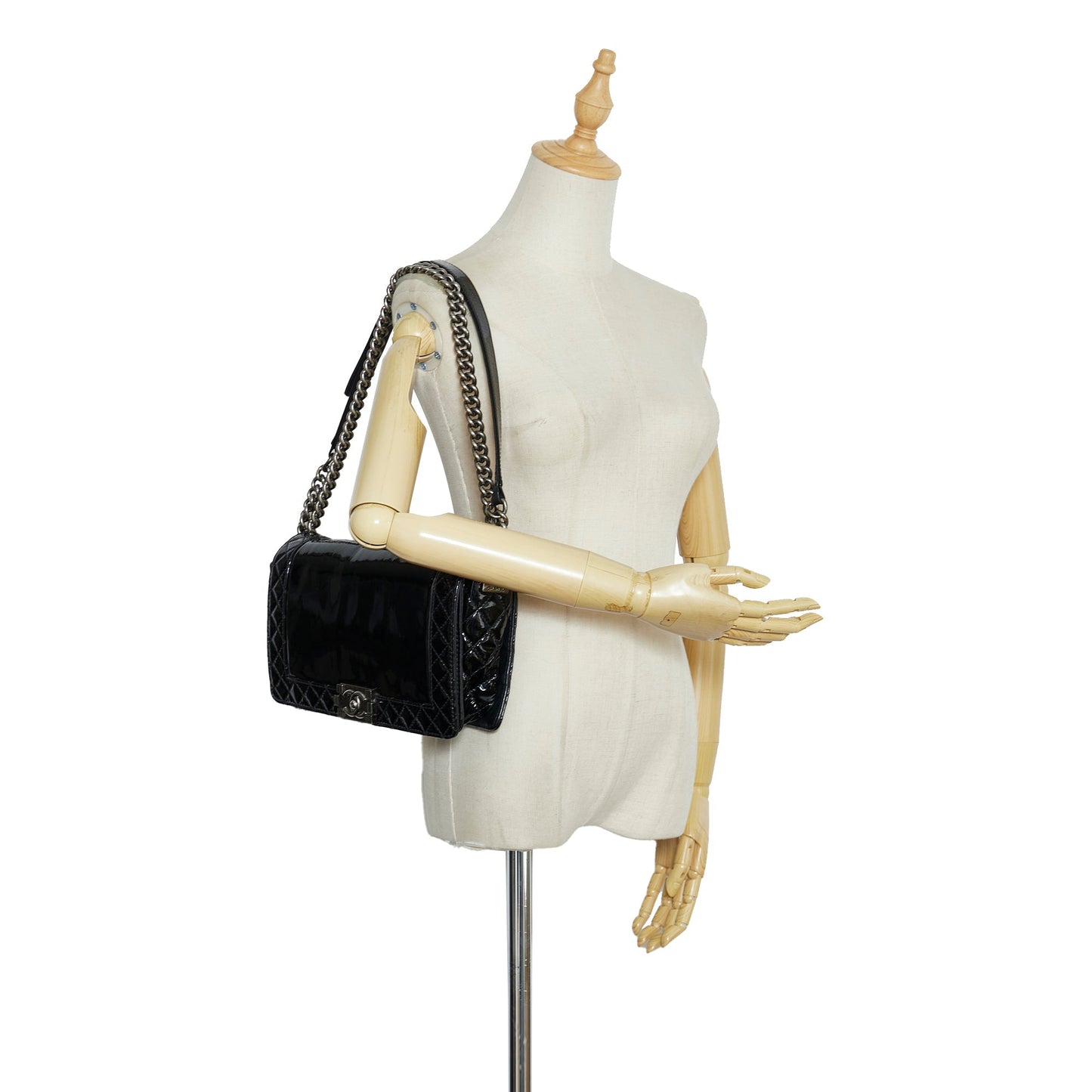 Black Chanel Medium Patent Reverso Boy Flap Crossbody Bag