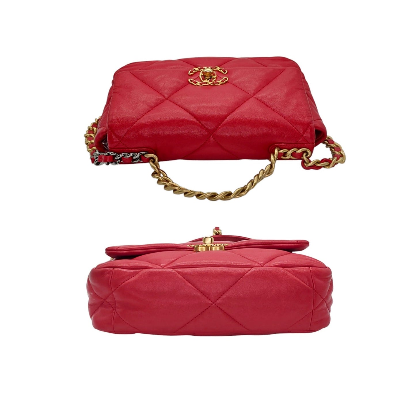 Chanel 19 Lambskin Quilted Medium Flap Bag Red
