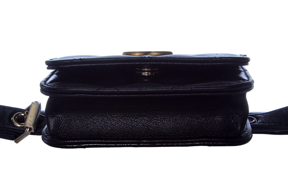 Chanel Black Mini Lambskin Flap Two Toned Hardware Belt Bag