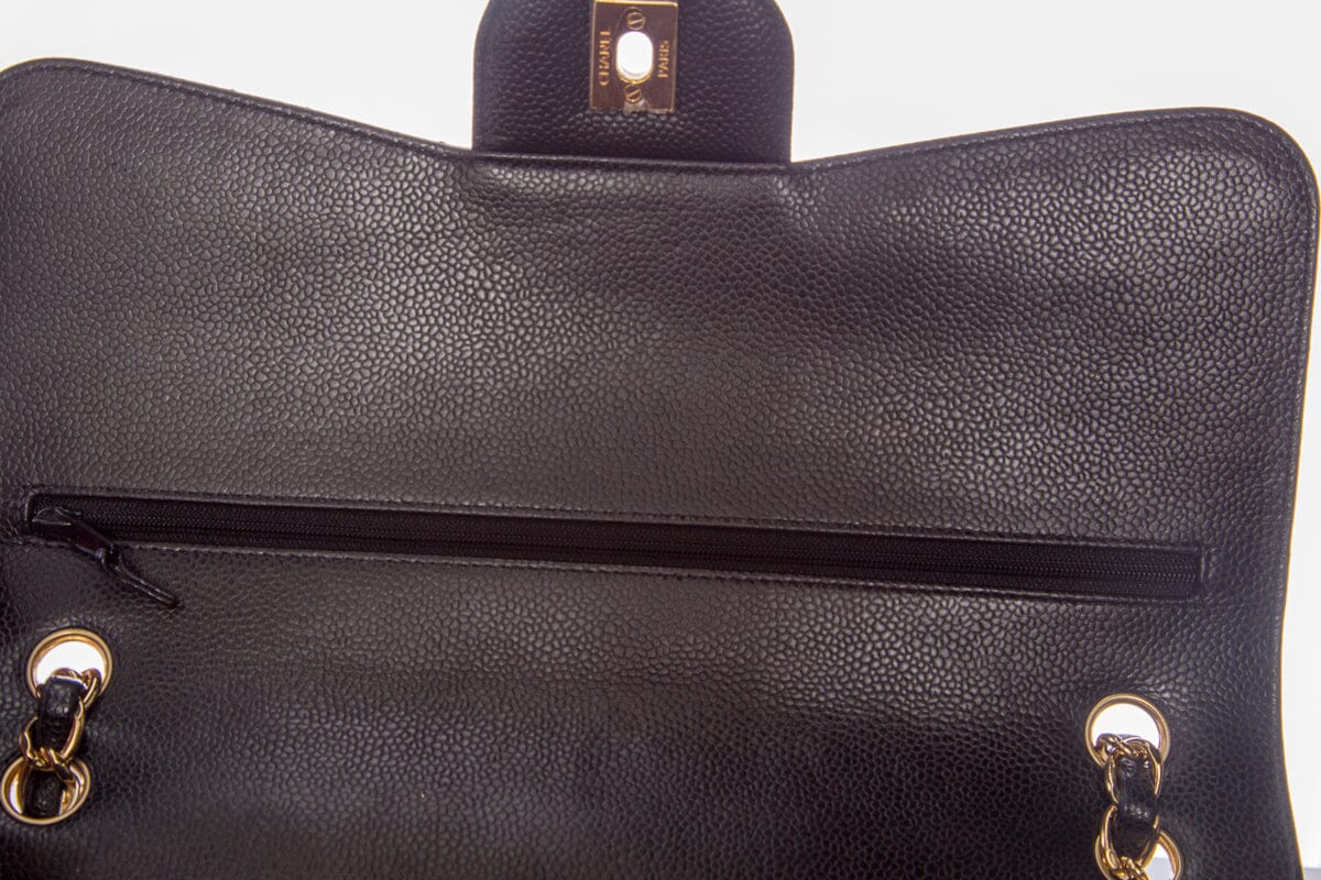 Chanel Black Caviar Classic Jumbo Double Flap GHW Handbag