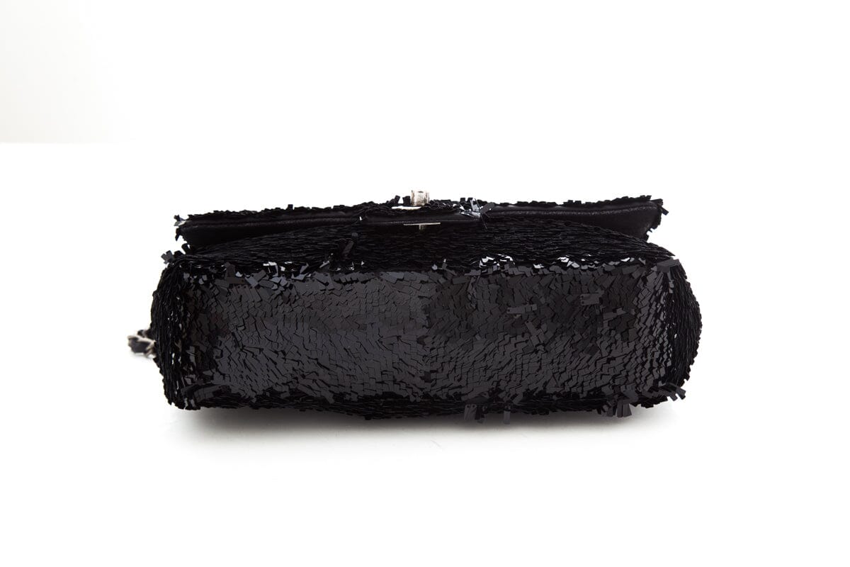 Chanel Black Sequin 2013/14 Single Flap Handbag