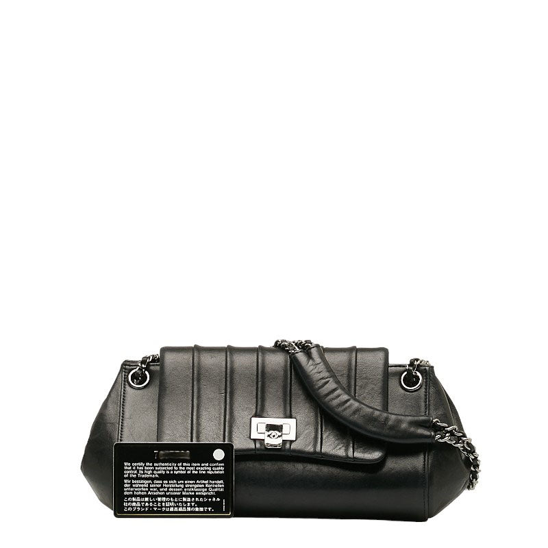 Chanel Mademoiselle Chain Shoulder Bag Black Lambskin