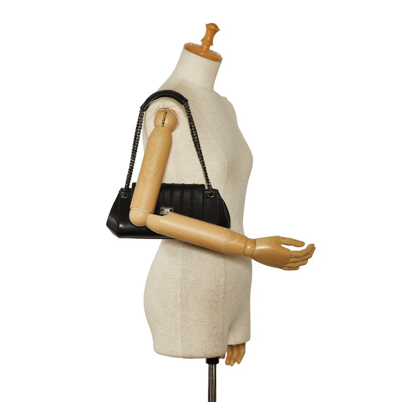 Chanel Mademoiselle Chain Shoulder Bag Black Lambskin