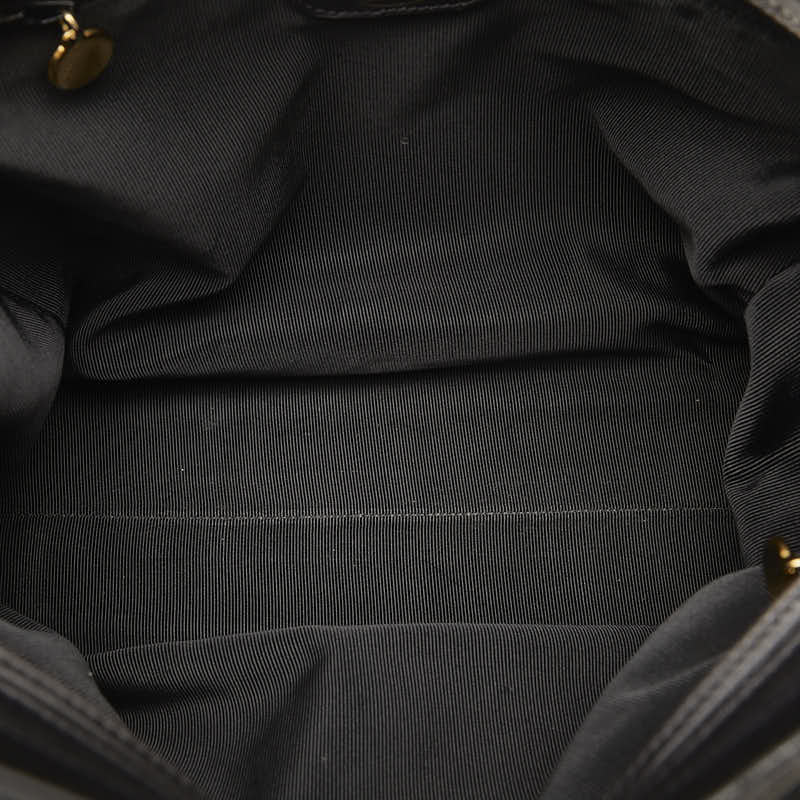 Chanel Coco Mark Leather Tote Bag Black Gold