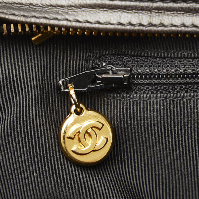 Chanel Coco Mark Leather Tote Bag Black Gold