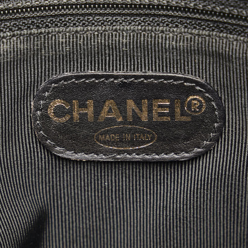Chanel Coco Mark Leather Tote Bag Black Gold
