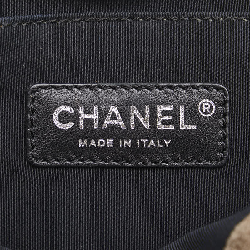 Chanel Boy Chain Shoulder Bag Beige Leather