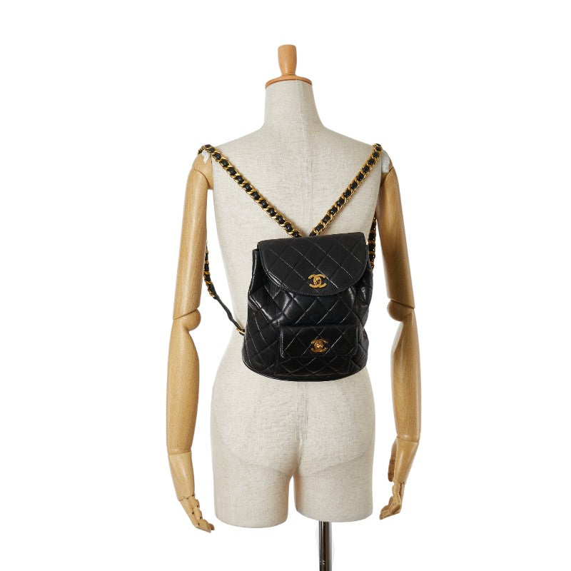 Chanel Matelasse Coco Mark Chain Backpack Black