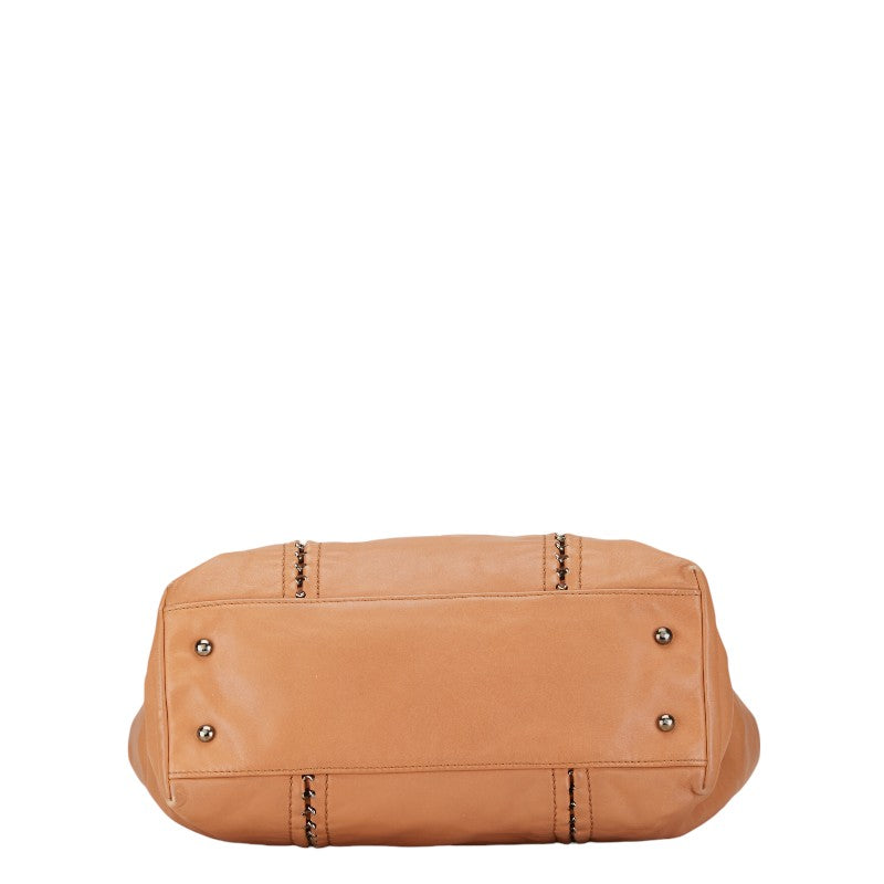 Chanel Leather Coco Mark Tote Bag Beige Brown